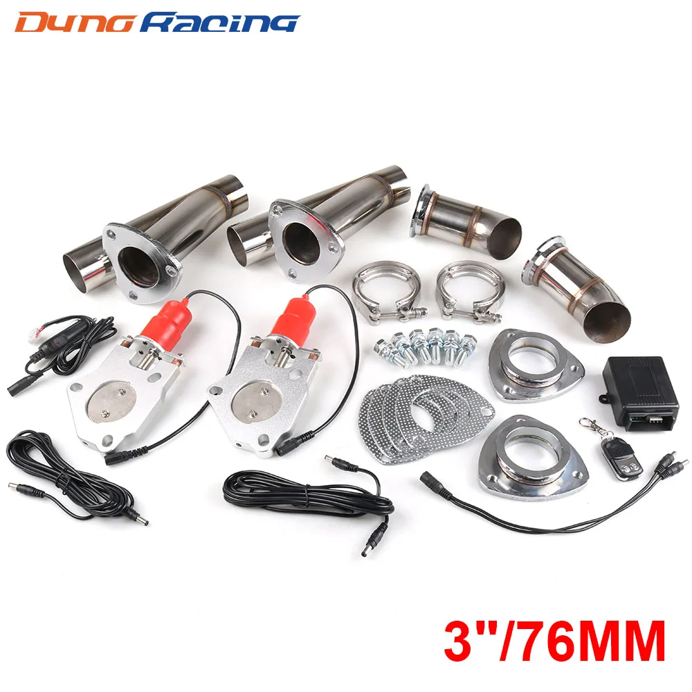 3/" inch 76mm Exhaust Control E-Cut Out Valve Electric Y Pipe with Remote Kit