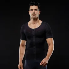 Новинка, импортные товары, мужская повседневная одежда для фитнеса, мужской Эластичный сетчатый корсет на молнии с коротким рукавом