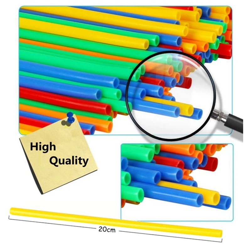 200-300pcs Colorful Plastic Straw Fight Inserted Building Blocks Bricks Educational Assembly Toys Christmas Gift for Children