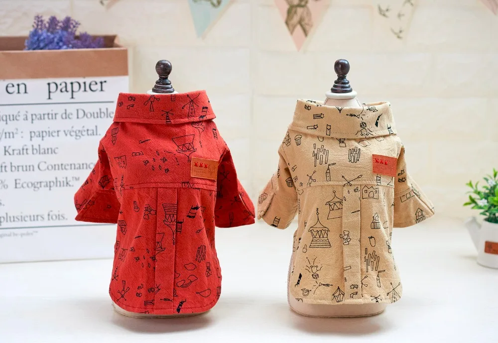 

New Popular Pet Dog Spring Summer Shirt Coat Clothes With Graffiti Pattern From S to XXL Dog Coat Cheap Dog Clothes