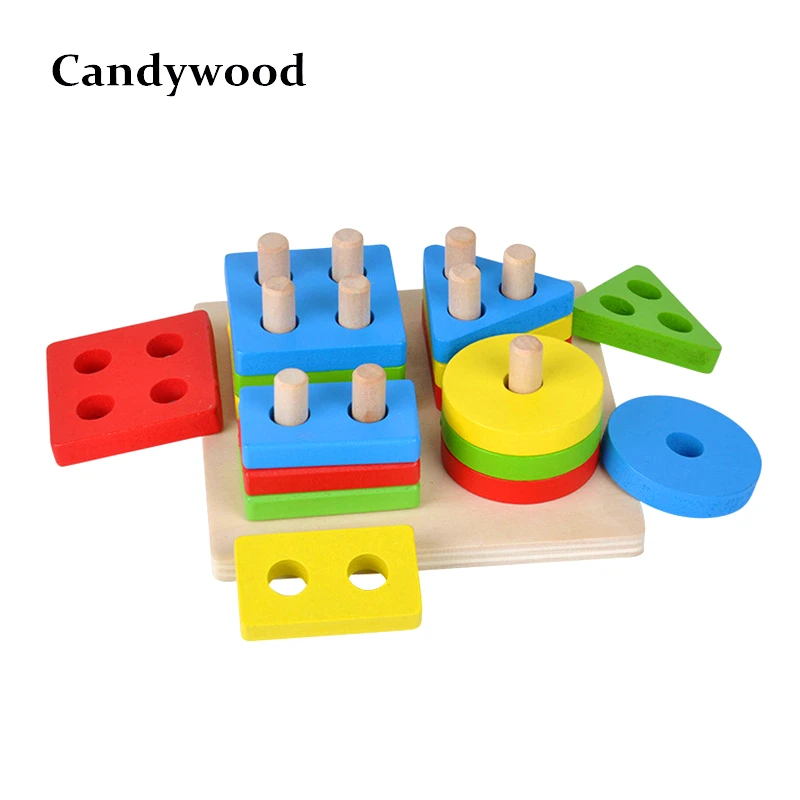 Детские развивающие игрушки Монтессори, Геометрическая сортировочная доска, деревянные блоки, детские развивающие игрушки, строительные блоки