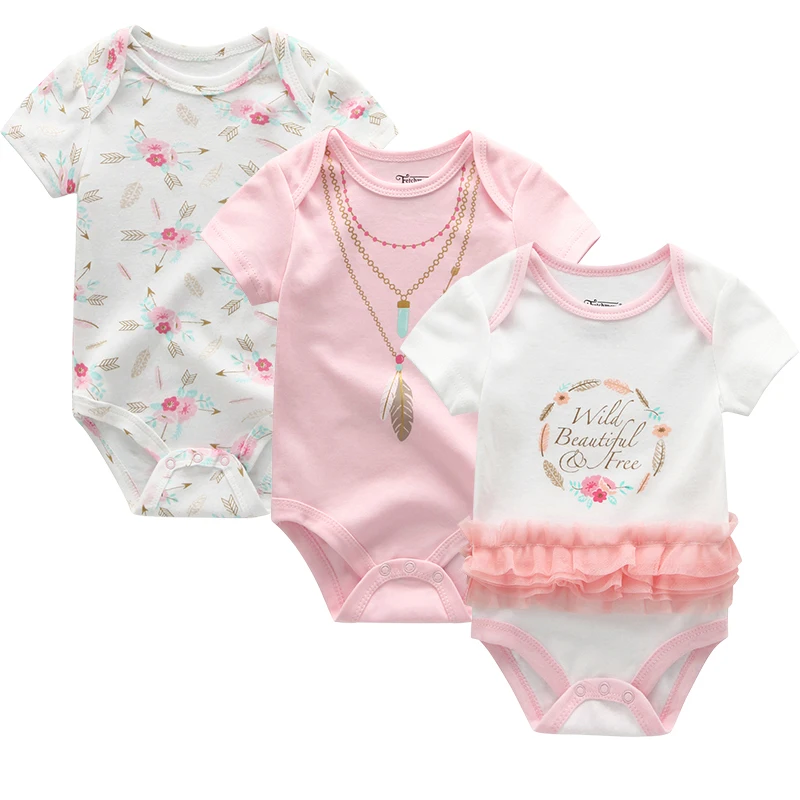 nieuwe pasgeboren babykleding zomer комбинезон 3-delige Комплект трусов vrouwelijke Детская Пижама en babykleertjes комплект