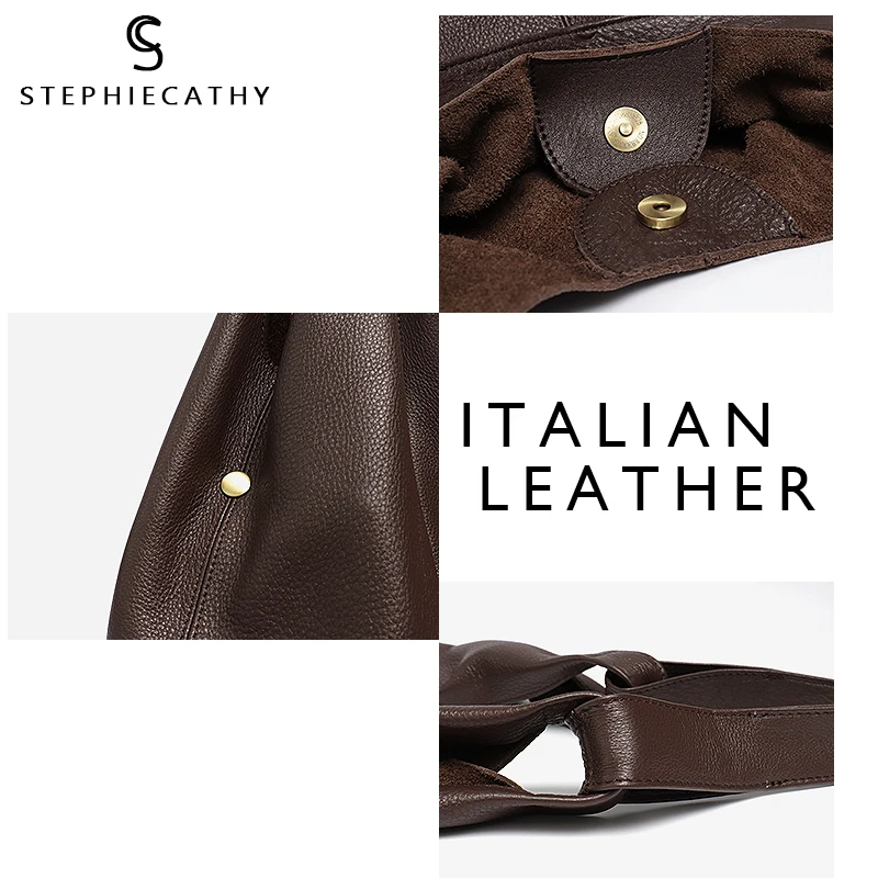 SC Large Leather Shoulder Bag Women Causal Vintage Soft Cowhide Skin Handbag Bucket High Quality Shoulder Bags Liner Bag