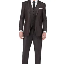 Костюм из двух пуговиц коричневого цвета, 3 предмета(куртка+ брюки+ жилет), новейший дизайн, официальная Мода Terno Masculino, мужские костюмы высокого качества