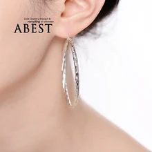 Clásico Diseño Simple Aro Pendientes plata de Ley 925 de Plata Grande Redonda Círculo Aros Del Oído Chapado En Oro de Moda Grande del Pendiente Del Aro Mujeres