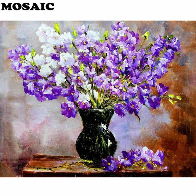 

5d Diamond Painting full square/round "purple flower" Diamond Embroidery Full Display Mosaic Cross Stitch Picture Of Rhinestone