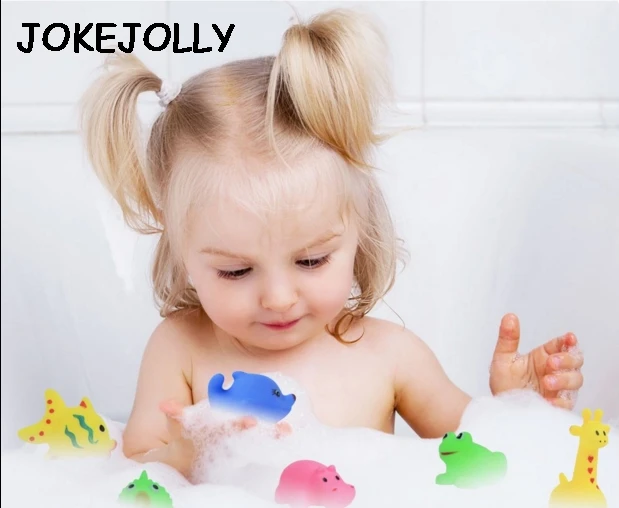 10 Stück Baby Bad Spielzeug Tiere weiches Gummi Sound Spielzeug für Kinder Badewanne