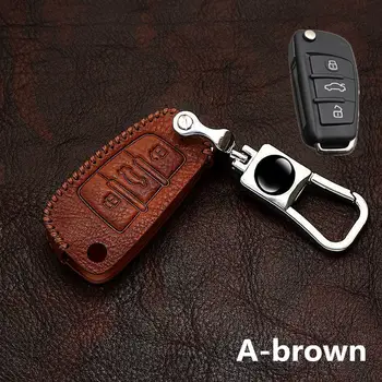 

2019 Retro Genuine Leather Car Key Cover Case For Audi A4L Q7 A3 A6LA7 Q5LQ3 TT TTS 8S 2016 Auto Key shell Keychain Anti-fall