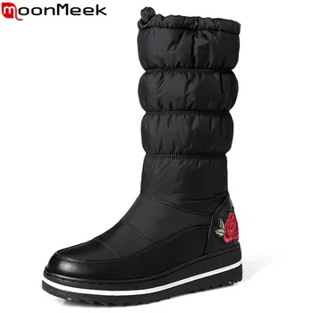 

MoonMeek new arrive women boots fashion black blue winter snow boots Down Keep warm Waterproof mid calf boots plus size 35-44