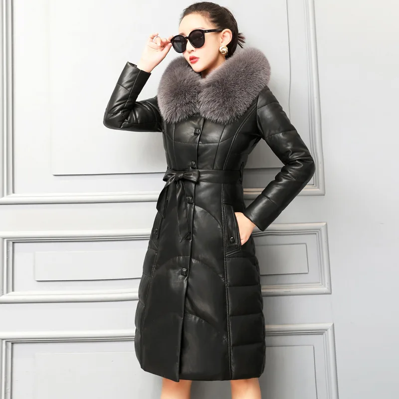

KMETRAM Real Leather Jacket Fox Fur Collar Down Jacket Women Clothes 2019 Winter Jacket Women Sheepskin Coat Female Plus Size MY