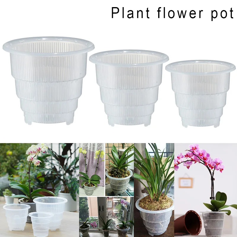 

Plastic Mesh Pot Orchid Flower Planter Container Home Gardening Decor -Drop