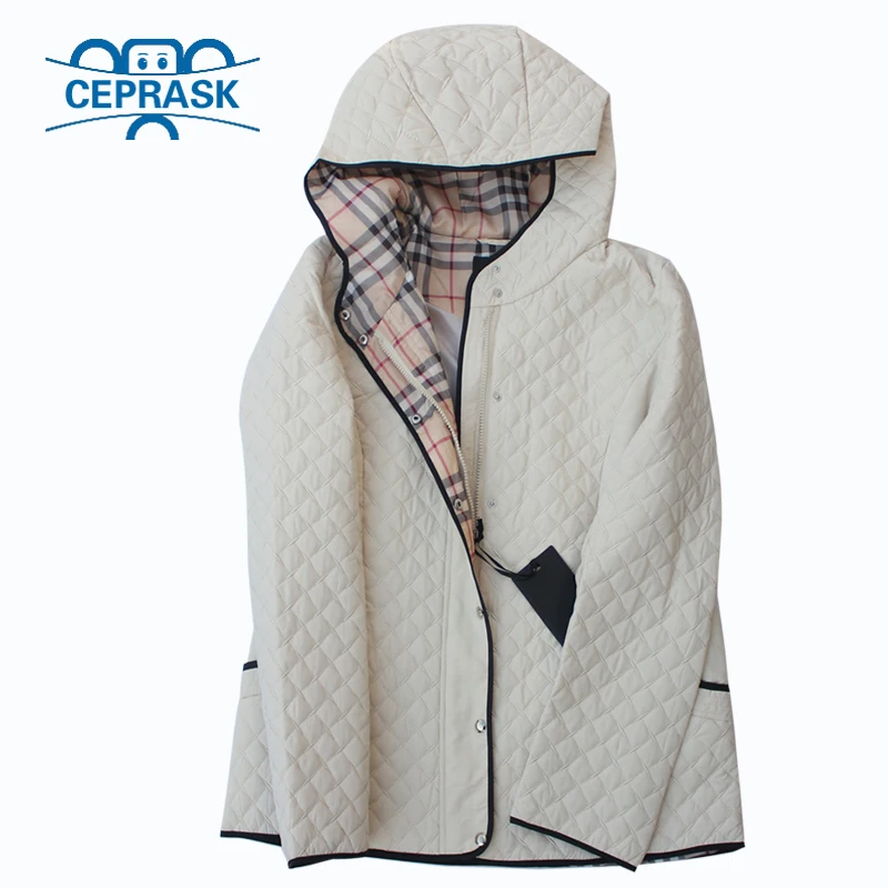 

Women's Coat Spring Autum 2018 Thin Cotton Parka Long Plus Size 5XL 56/58 Hooded New Designs Contrast Color Women Jackets CEPRAS