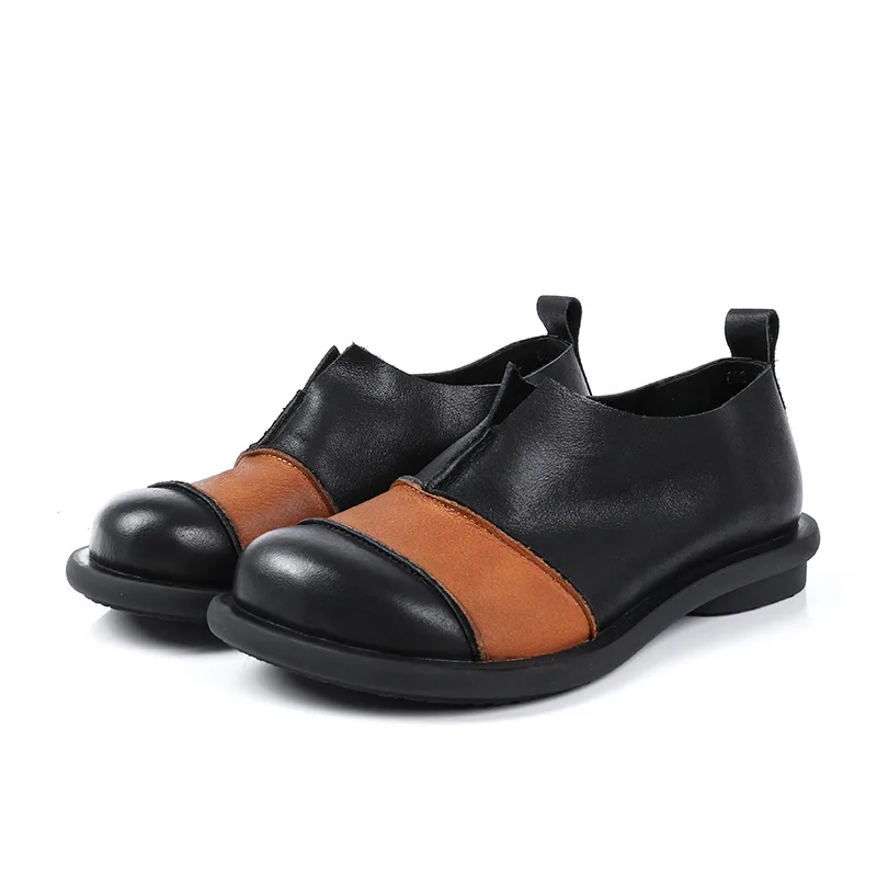

Retro women's shoes 2018 autumn new wide-leg casual shoes leather breathable deodorant women's shoes