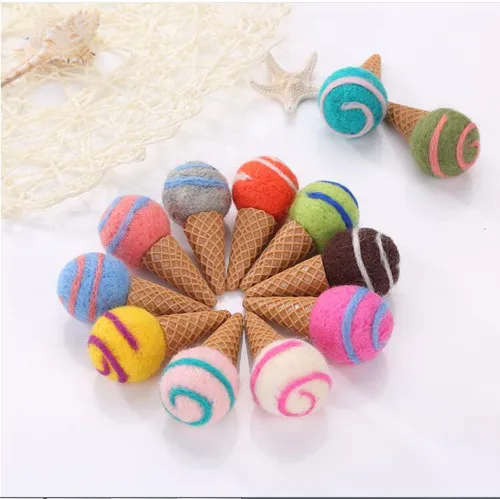 wool felt poke handmade work Japan cat panda icecream deer DIY wool ball jewelry hair accessories doll 11