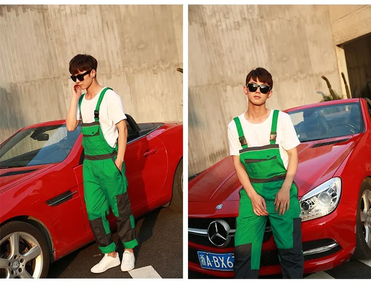 CCGK Men bib overall work coveralls uniform fashion locomotive dancing hip hop strap jumpsuit pants repairman sleeveless overalls (10)