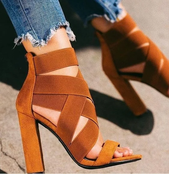 

United States Big Models Ladies Sandals 2019 Summer New Fish Mouth Thick High Heels Sandals ZL-895-87