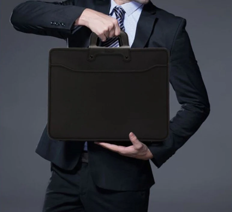 Большой Вместительный мужской портфель на молнии формата А4, деловая сумка для документов, портативный чехол для документов, для документов, черный цвет