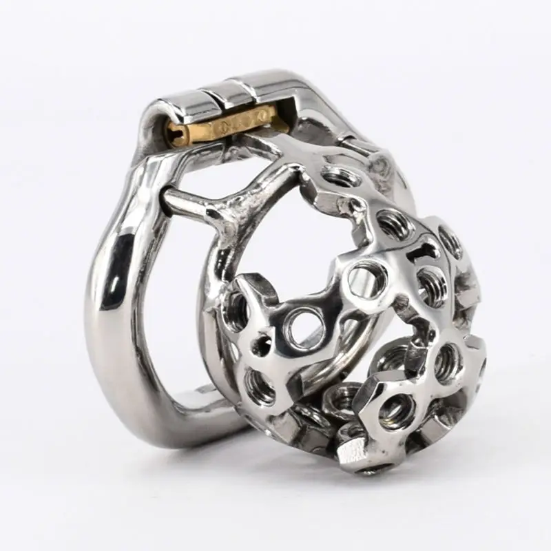 Acheter SODANDY Super petit dispositif de chasteté mâle en acier inoxydable Cage à pénis en métal anneaux de verrouillage de pénis jouets sexuels pour hommes avec vis courte