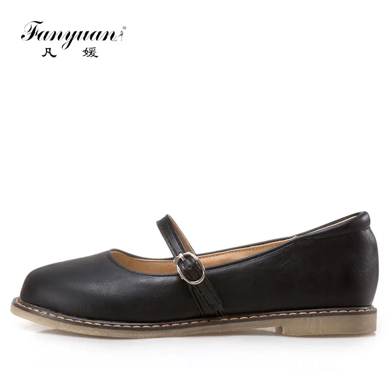 

Fanyuan Spring Hot Women Solid Casual Shoes Woman Breathable Buckle Strap Flats Girls Soft Round Toe shoes sapatos feminino