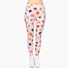 Новинка, модные брендовые леггинсы с 3D-принтом кота, сладости, женские леггинсы в стиле панк, эластичные брюки, повседневные штаны, леггинсы