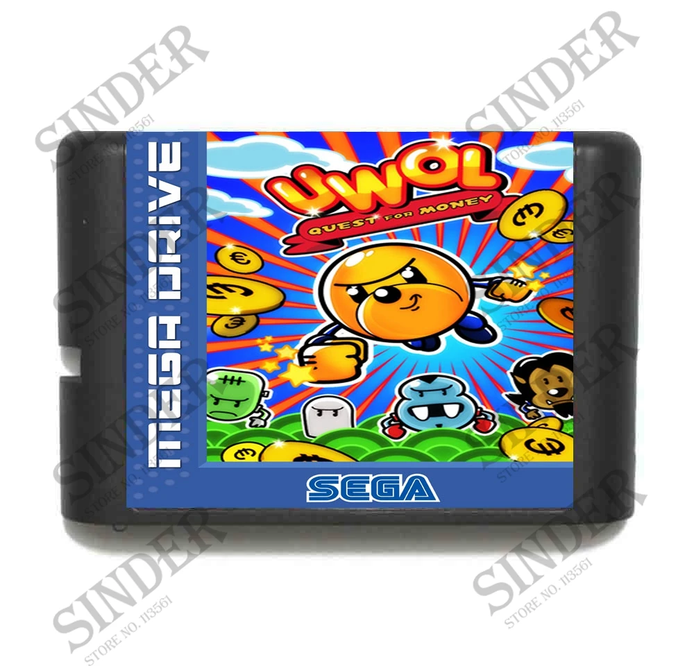 UWOL Quest For Money 16 bit MD игровая карта для sega Mega Drive для Genesis