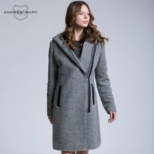 ANDREW MARC 2016 Trending Fashion Women Wool Blends Autumn Winter Windproof Slim Figure Female Outwear Coat TW6AW603