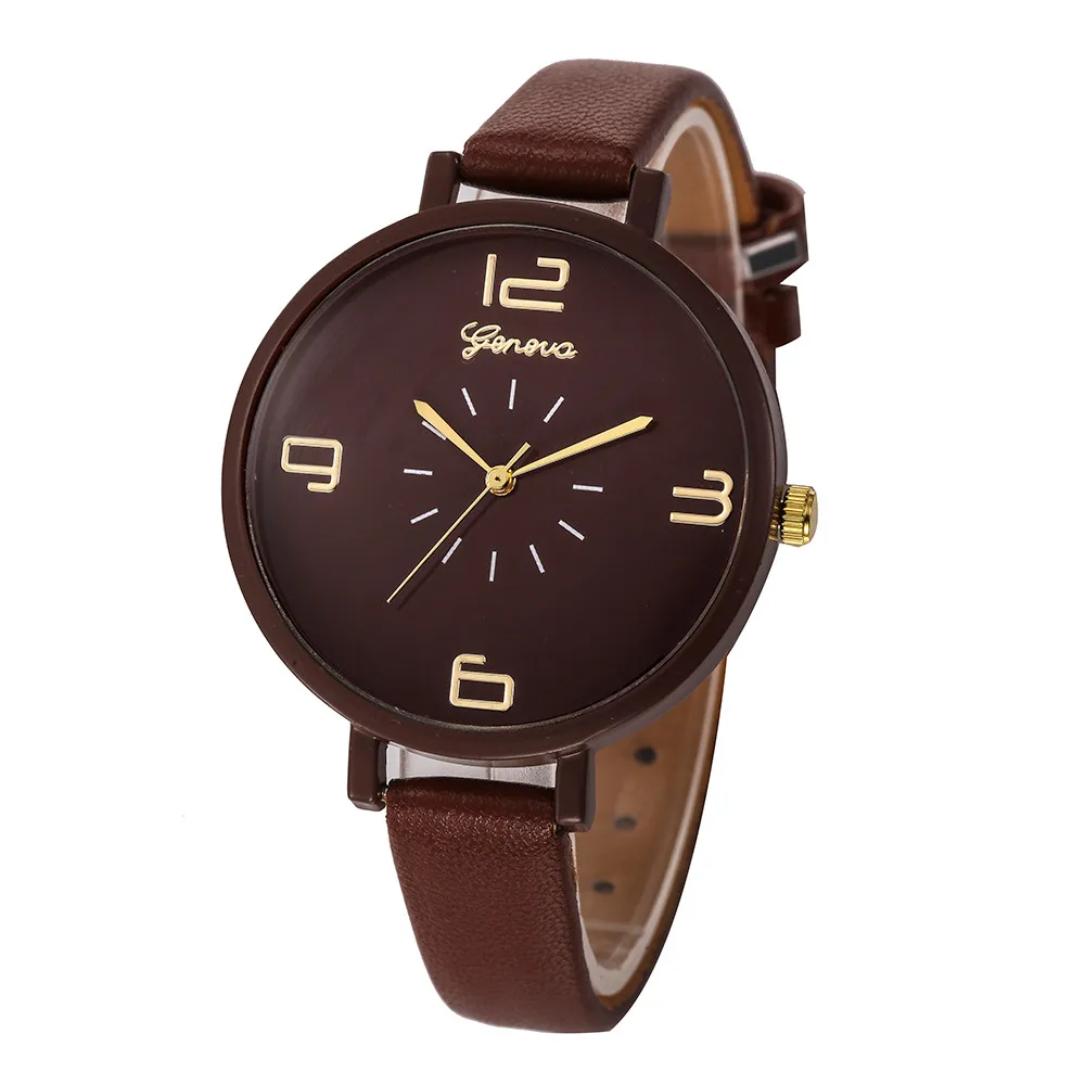 Gofuly МОДНЫЕ ЖЕНСКИЕ НАРЯДНЫЕ Часы повседневные кожаные женские кварцевые часы женские тонкие повседневные часы с ремешком Reloj Mujer 10 часов - Цвет: Brown