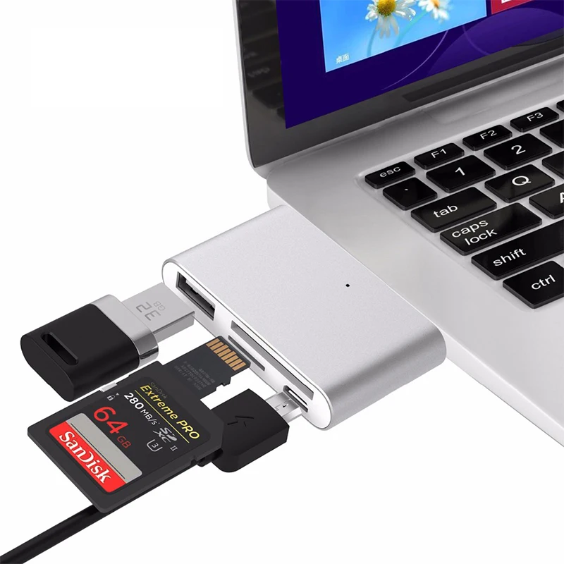 YUNCLOUD Тип usb-C концентратор USB 2,0 Card Reader микро USB SD карта памяти TF OTG 4 в 1 концентратор Мини адаптер для ноутбуков и телефоны
