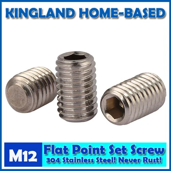 

M12 DIN913 Hex Socket Flat Head Set Machine Screws With Flat Point 304 Stainless Steel DIY Repair Fastening Screw