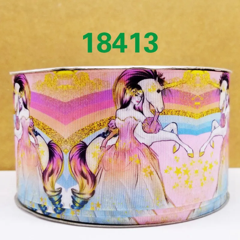 50 ярдов мультфильм напечатанный grosgrain ленты 18560 - Цвет: 18413