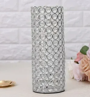Кристаллический цилиндр, стеклянные вазы, подсвечники для дома, свадебный стол, украшение, подарок на день рождения - Цвет: Silver