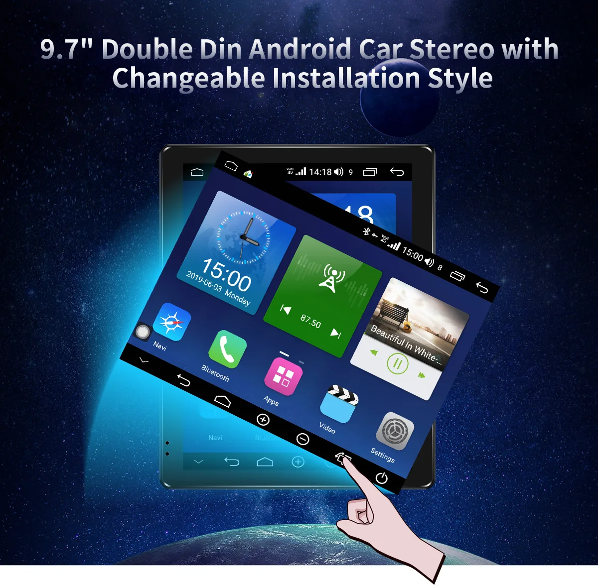 Clearance 9.7"Double 2 Din Android 8.1 Car Radio Stereo 4GB+64GB Vertical Screen Universal Head Unit GPS Multimedia Player Built-in 4G DSP 0