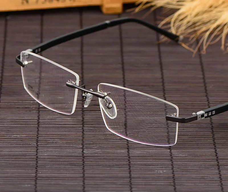 Rimless Glasses Frame Rim Spectacles Men Myopia Eyeglasses TR90 Optical