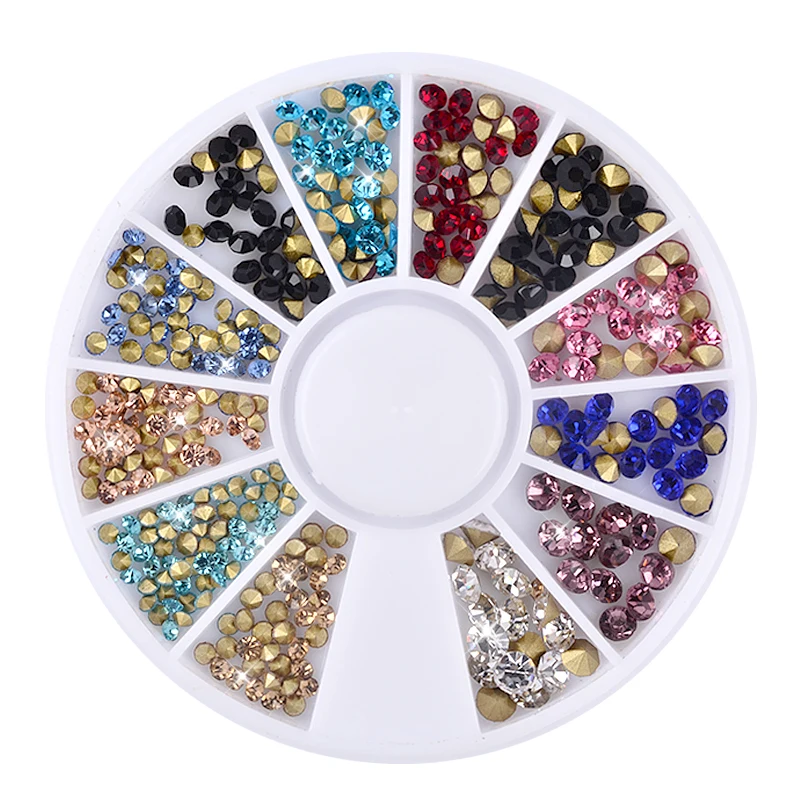 

Nail Art Wheels Sharp End Crystal Colorful Rhinestones Mixed Glitter Perfect Design Nail Beauty Decoration Tools