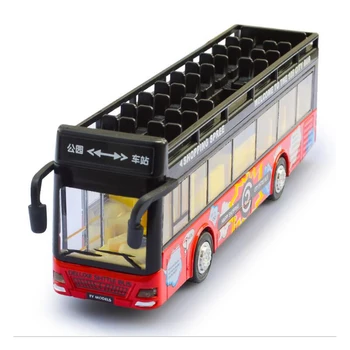 

Convertible Double Decker Bus Car Model Pull Back Electronic Toy with Simulation lights and Music for Kids Gifts