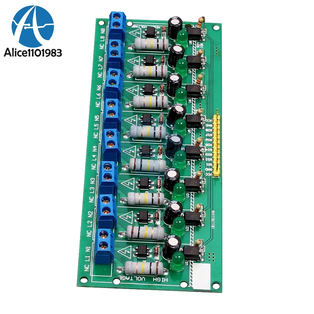 8-канальный канал переменного тока 220 В 3 в 5 в 8 канальная оптопара тест-доска изолированный тест-тест er PLC процессоры модуль