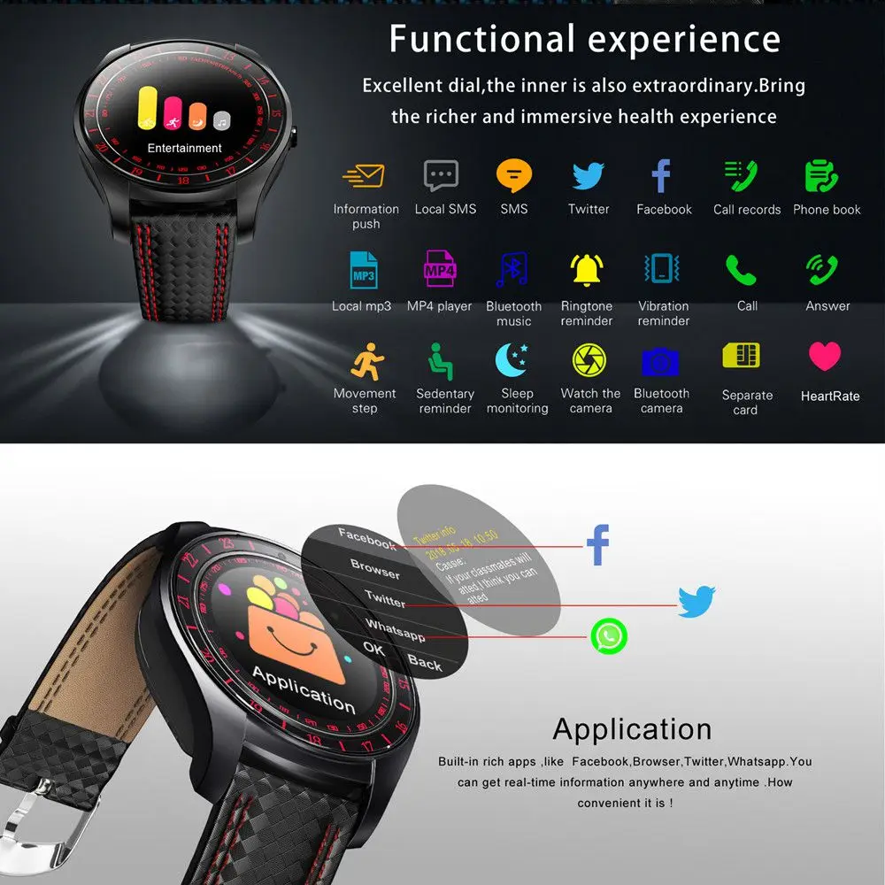 bluetooth smartwatch with camera and pedometer