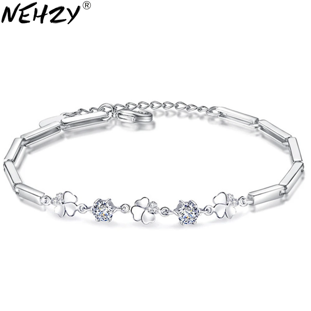 

Female silver bracelet sweet temperament Clover rotation flower bracelet silver jewelry gifts fashion brand jewelry 17 +3 CM