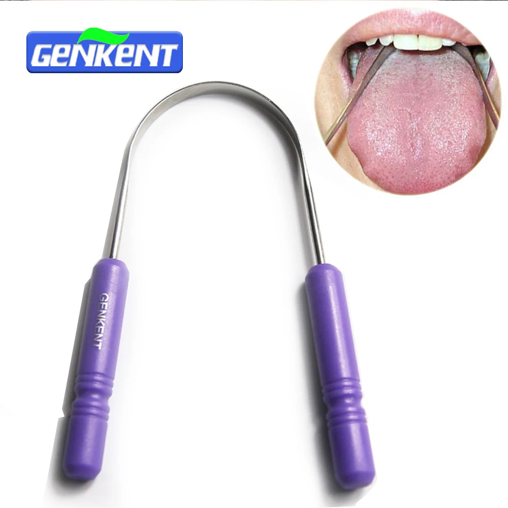 Щетка для чистки языка GENKENT 1 шт. из нержавеющей стали с силиконовой ручкой