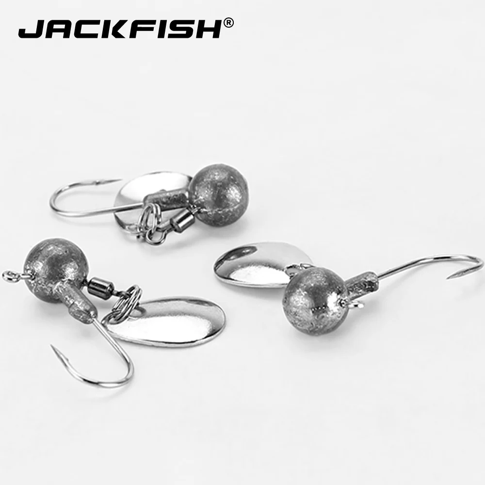 JACKFISH 2 г/4 г, 5 шт./партия, свинцовая Мормышка, крючок с металлической Спиннер, ложка с блестками, шум для мягкой приманки, приманка "Червь", снасти, аксессуары