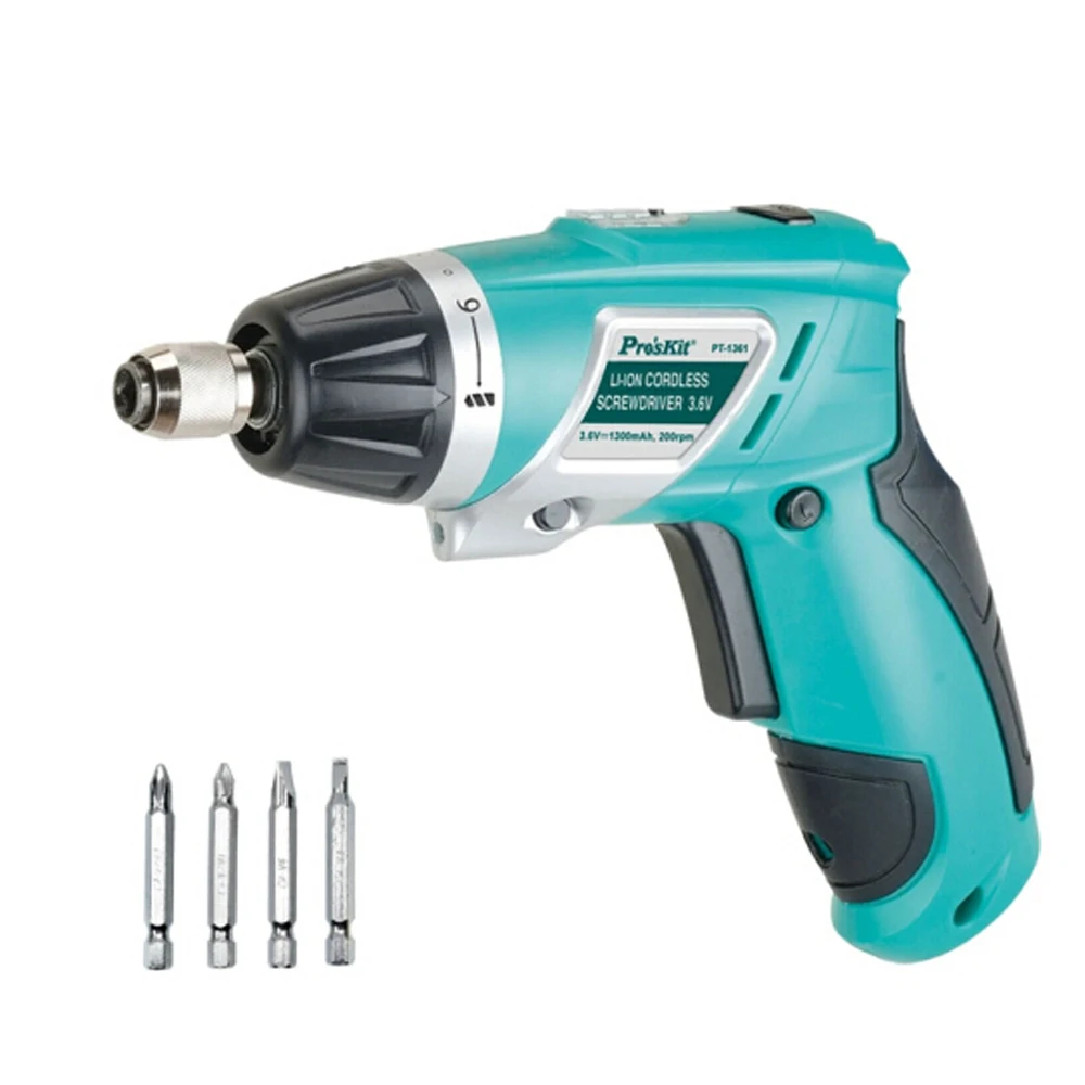 

Free Shipping ProsKit PT-1361Cordless Screwdriver 3.6V LED Light Precision Electric Screwdriver Power Tools Computer Electrician