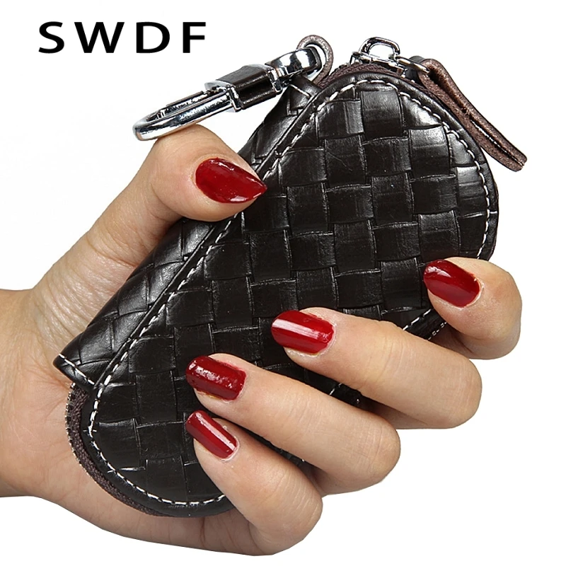 

Genuine Leather Key Wallets Unisex Zipper Key Purse Car Key Holders Buckle Key Case Housekeeper Holder monederos mujer monedas