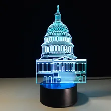 Хрустальный светодиодный светильник белый дом ночные огни 3D стерео визуальная настольная лампа оригинальная Enfant сенсорный переключатель Taj Mahal