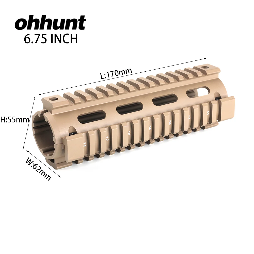 Ohhunt 3,9" 6,75" Carbine Длина 2 шт. падение в Quad рельсовая система обработки черный Тан охотничьи Тактические AR-15 M16 винтовки Drop-In - Цвет: 6.75 inch Tan