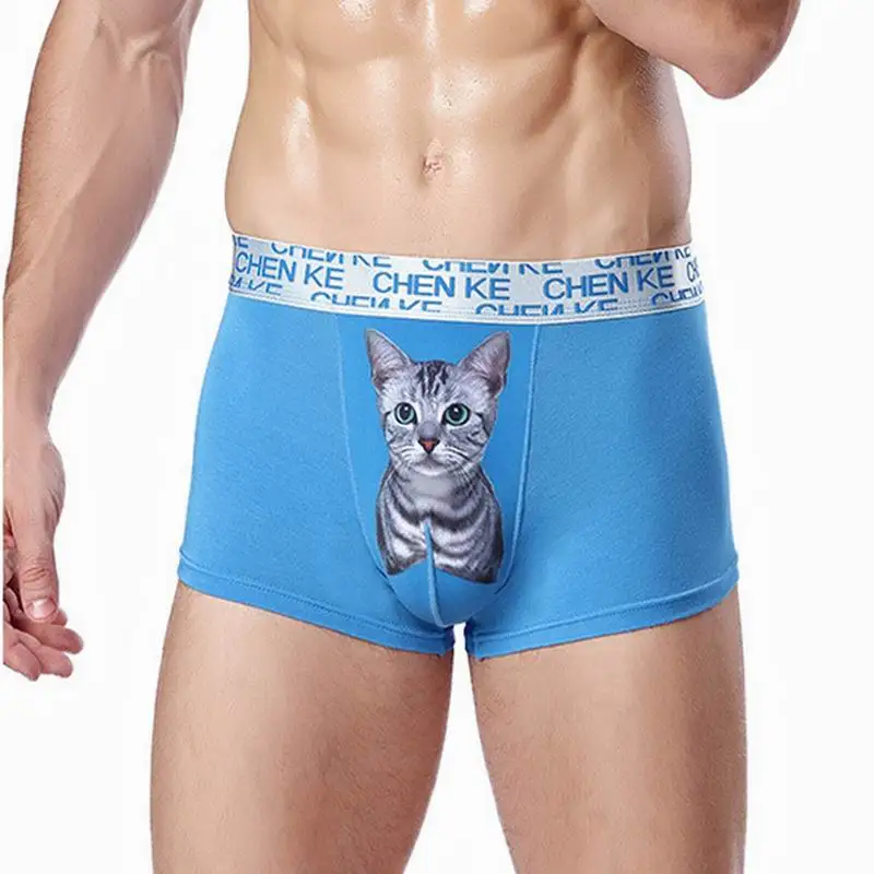 3 pcs/lot CHENKE365 Brand Meow Star Man Fashion Sexy Cat Printing Modal Male Boxer Underwear Wholesale Manufacturers Boxers 2