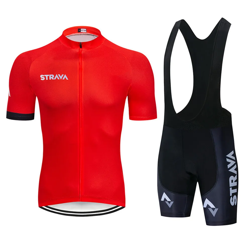 

Ropa Bicicleta de carretera 2019 STRAVA Team cycling clothing Summer short sleeve cycling suit Men's top and bottom bib shorts