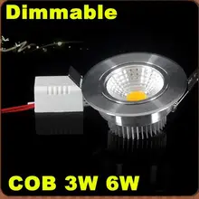 Высокая мощность 3 Вт 6 Вт светодиодный потолочный светильник с регулируемой яркостью встраиваемый светильник s COB теплый/холодный белый Светодиодный светильник s AC110-240V