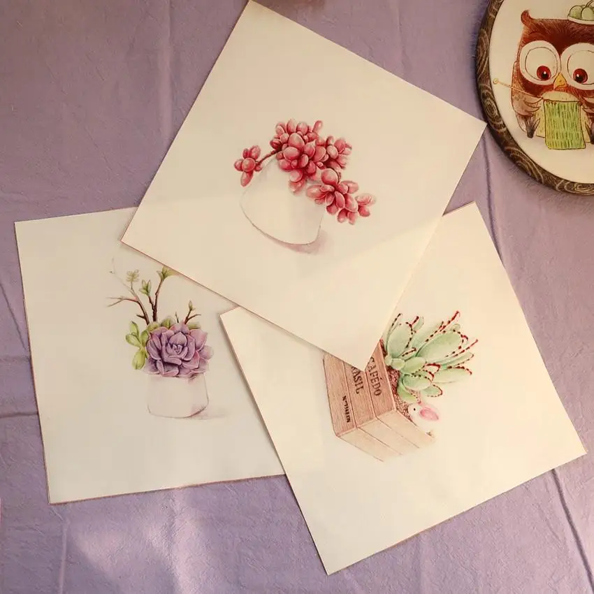 

2018 New 20*20cm 9pcs mixed Cotton Linen canvas Fabric Succulent plants Series patchwork Cloth diy decora frame painting SL-95