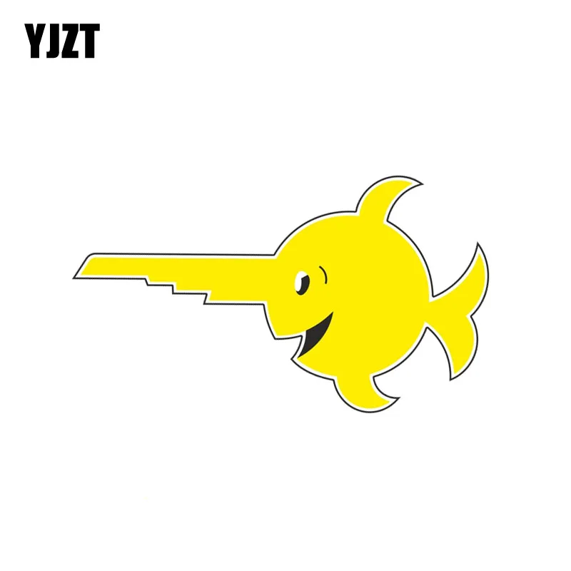 

YJZT 14.5CM*8.3CM Creative LAUGHING SAWFISH Car Body Window Car Sticker 6-1939