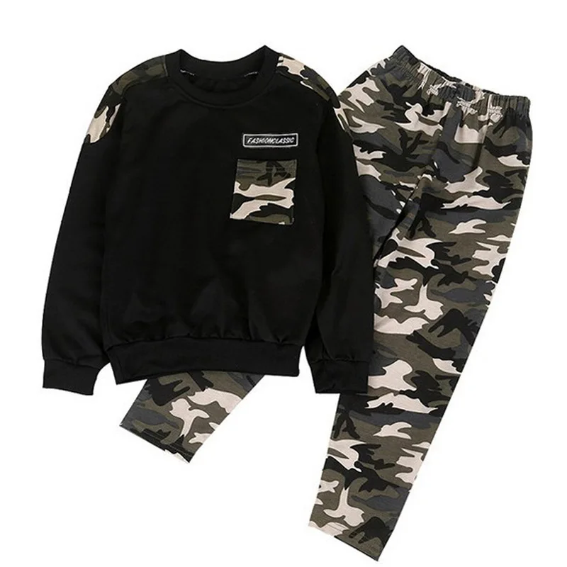 

4 5 6 7 8 9 10 11 12 Year Boys Clothes Long Sleeve Shirts Pants Children Clothing Set Spring Autumn Camouflage Kids Suits